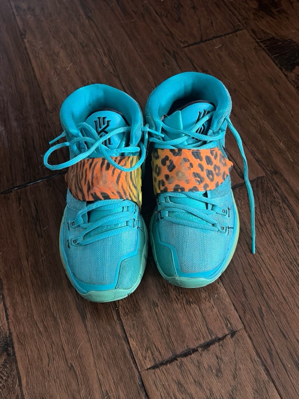Nike Turquoise mens Sneakers with Orange Leopard Strap